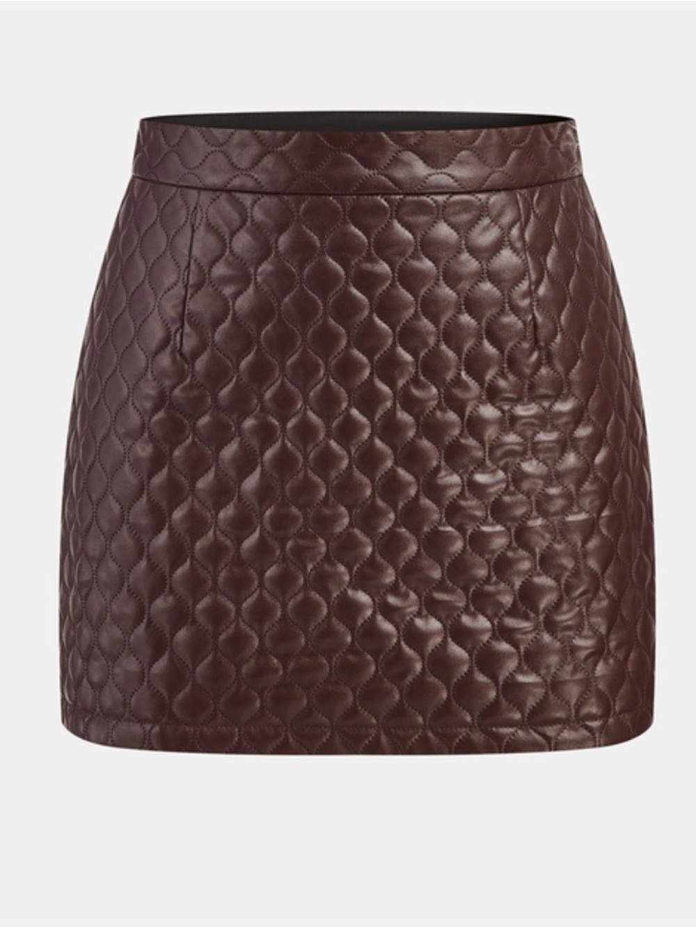 Commense Quilted Faux-Leather Mini Skirt - Burgundy